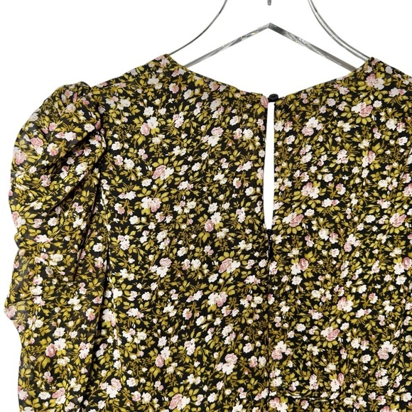 ASTR The Label Green Ruched Micro Floral V Neckline Women’s Mini Dress Sz M - Picture 10 of 12